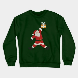 Dunking Santa Ugly Christmas Sweater Gift Basketball Yarn Effect Funny Crewneck Sweatshirt